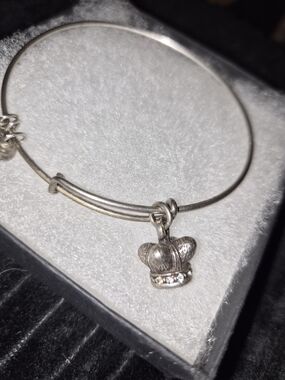 Alex and Ani Silver Crown Charm Bangle - Silver Tone